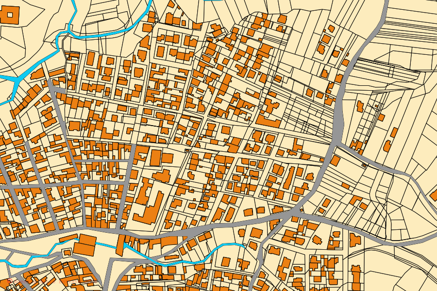 Mappa catastale del centro di Capoterra: particelle e fabbricati, cartografia Agenzia delle Entrate