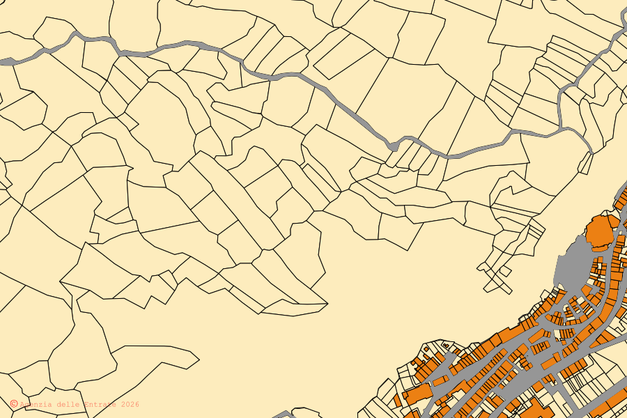 Mappa catastale del centro di Capracotta: particelle e fabbricati, cartografia Agenzia delle Entrate