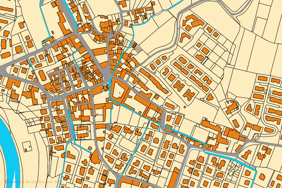 Mappa catastale del centro di Capriano del Colle: particelle e fabbricati, cartografia Agenzia delle Entrate