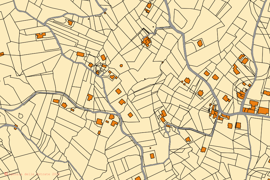 Mappa catastale del centro di Capriglia Irpina: particelle e fabbricati, cartografia Agenzia delle Entrate