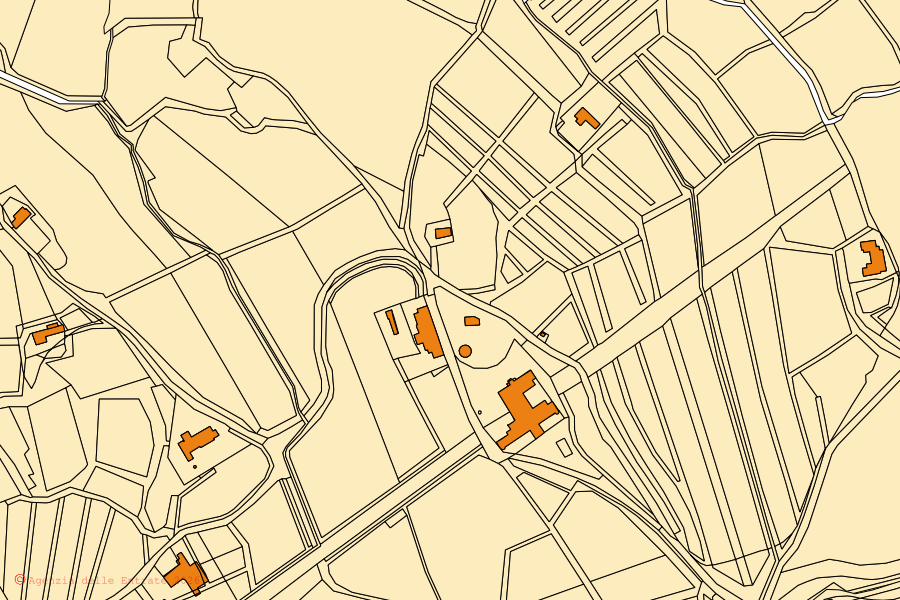Mappa catastale del centro di Capriva del Friuli: particelle e fabbricati, cartografia Agenzia delle Entrate