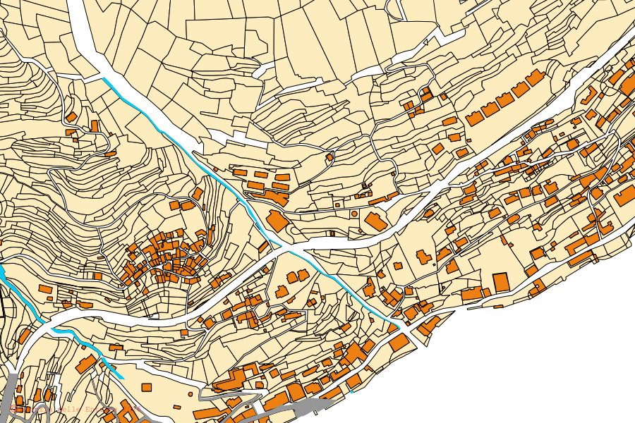 Mappa catastale del centro di Carate Urio: particelle e fabbricati, cartografia Agenzia delle Entrate