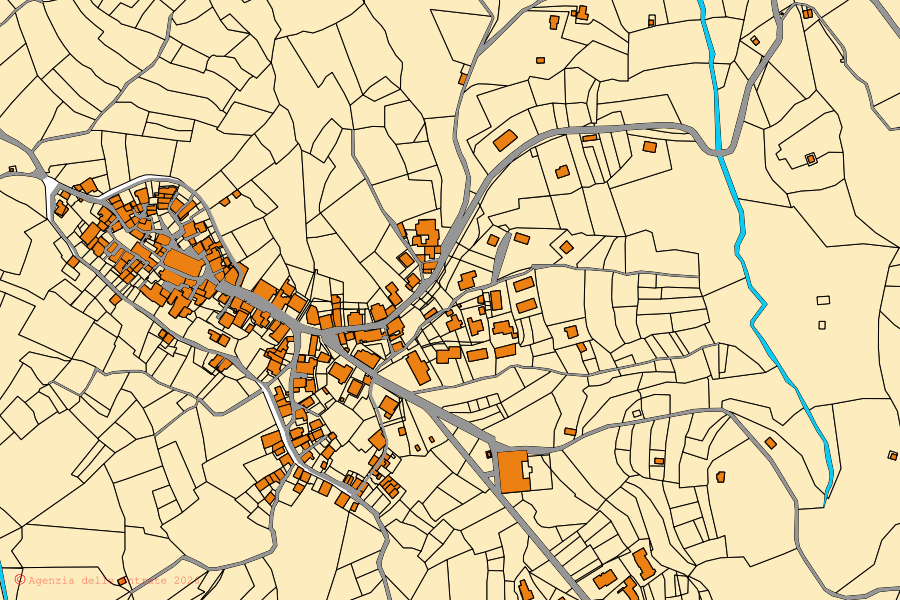 Mappa catastale del centro di Careggine: particelle e fabbricati, cartografia Agenzia delle Entrate