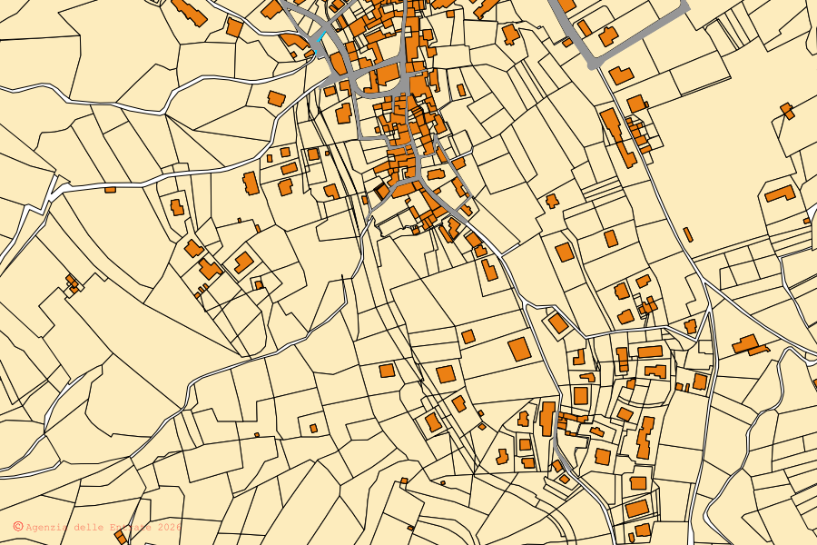 Mappa catastale del centro di Carenno: particelle e fabbricati, cartografia Agenzia delle Entrate