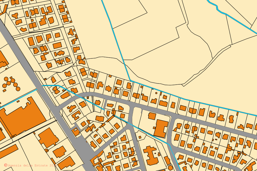 Mappa catastale del centro di Caresanablot: particelle e fabbricati, cartografia Agenzia delle Entrate