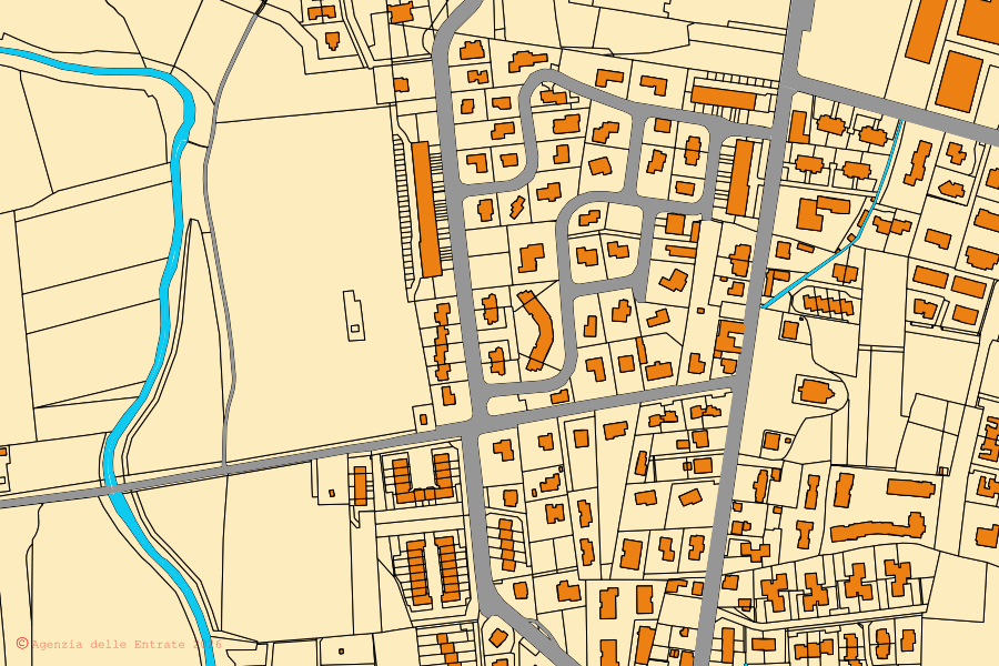 Mappa catastale del centro di Carnate: particelle e fabbricati, cartografia Agenzia delle Entrate