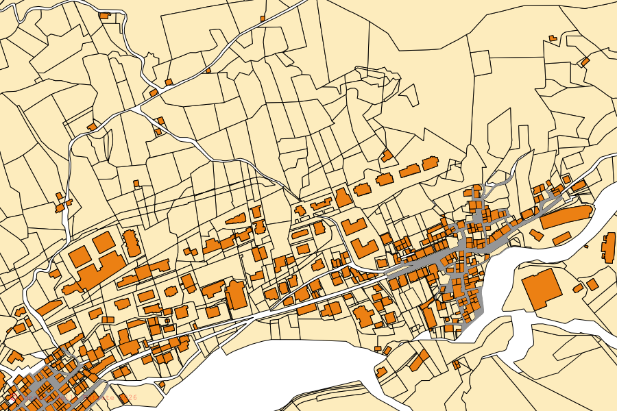 Mappa catastale del centro di Carona: particelle e fabbricati, cartografia Agenzia delle Entrate