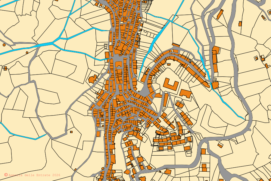 Mappa catastale del centro di Caronia: particelle e fabbricati, cartografia Agenzia delle Entrate
