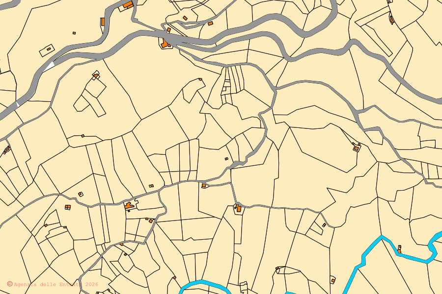 Mappa catastale del centro di Carpanzano: particelle e fabbricati, cartografia Agenzia delle Entrate