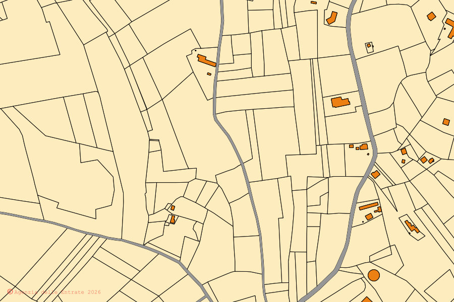 Mappa catastale del centro di Carpeneto: particelle e fabbricati, cartografia Agenzia delle Entrate