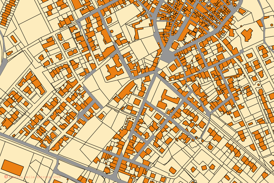 Mappa catastale del centro di Carpignano Salentino: particelle e fabbricati, cartografia Agenzia delle Entrate