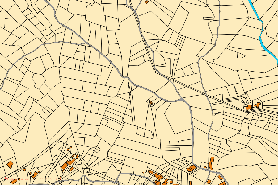 Mappa catastale del centro di Carpineto della Nora: particelle e fabbricati, cartografia Agenzia delle Entrate