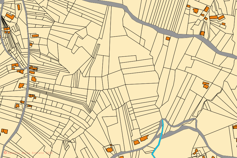 Mappa catastale del centro di Casalduni: particelle e fabbricati, cartografia Agenzia delle Entrate