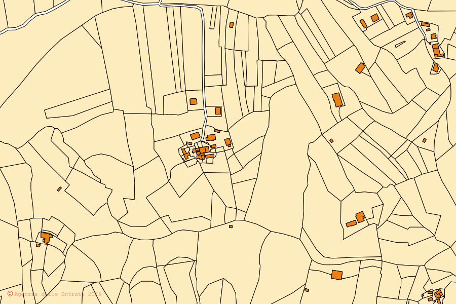 Mappa catastale del centro di Casaleggio Boiro: particelle e fabbricati, cartografia Agenzia delle Entrate