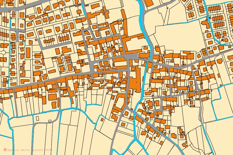 Mappa catastale del centro di Casaletto Ceredano: particelle e fabbricati, cartografia Agenzia delle Entrate