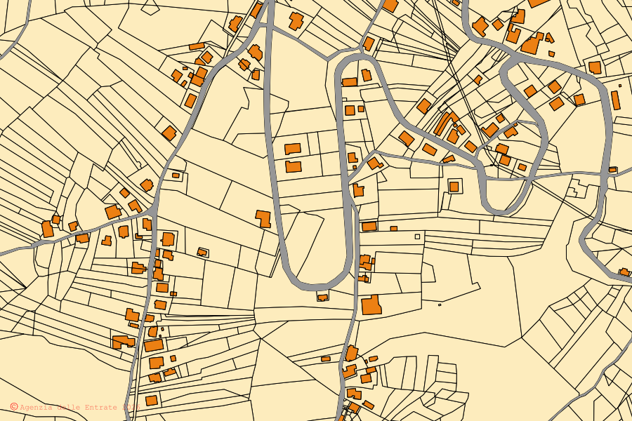 Mappa catastale del centro di Casalincontrada: particelle e fabbricati, cartografia Agenzia delle Entrate