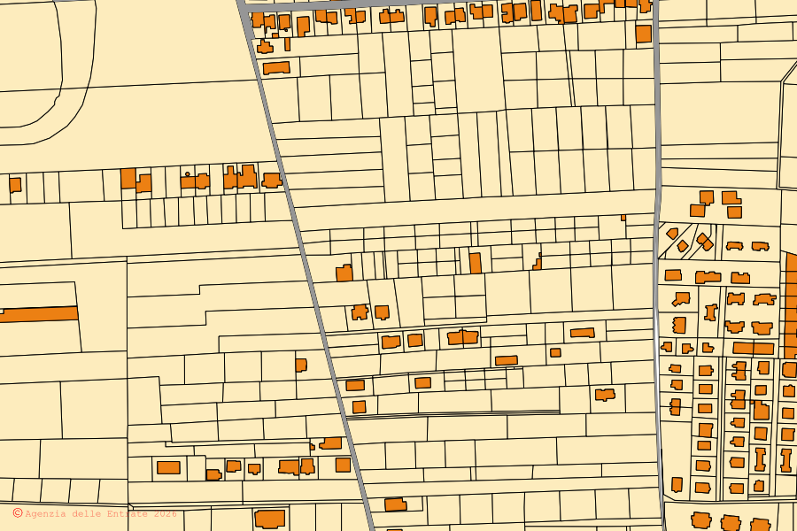 Mappa catastale del centro di Casaluce: particelle e fabbricati, cartografia Agenzia delle Entrate