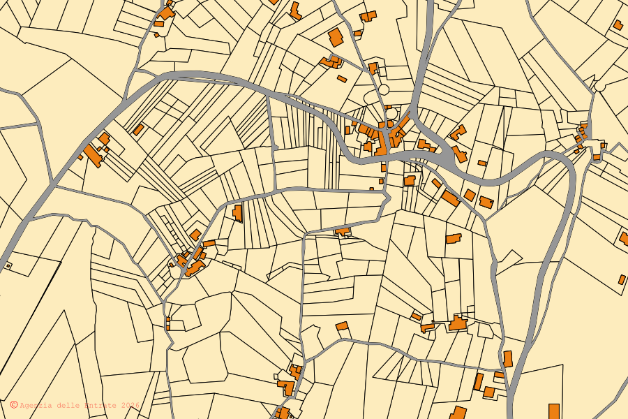 Mappa catastale del centro di Casalvieri: particelle e fabbricati, cartografia Agenzia delle Entrate