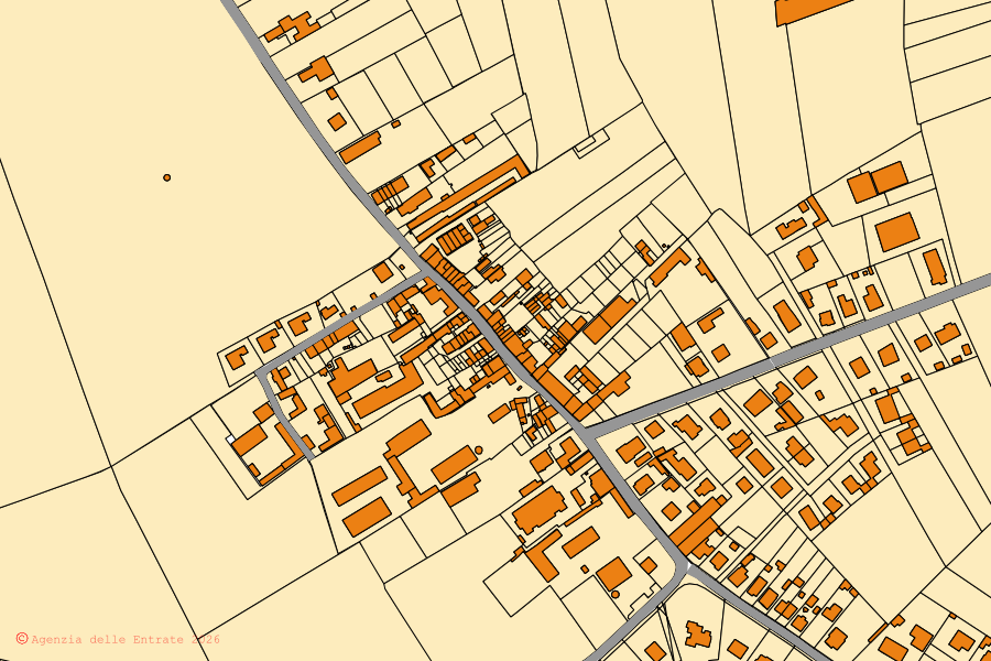 Mappa catastale del centro di Casanova Lonati: particelle e fabbricati, cartografia Agenzia delle Entrate