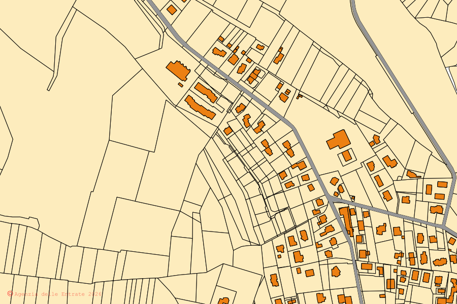 Mappa catastale del centro di Casatenovo: particelle e fabbricati, cartografia Agenzia delle Entrate