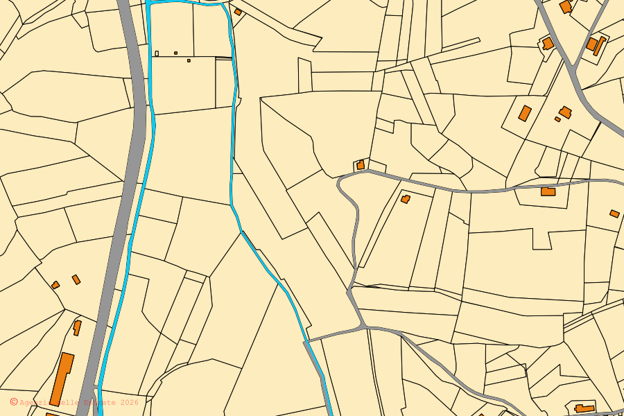 Mappa catastale del centro di Casciana Terme Lari: particelle e fabbricati, cartografia Agenzia delle Entrate