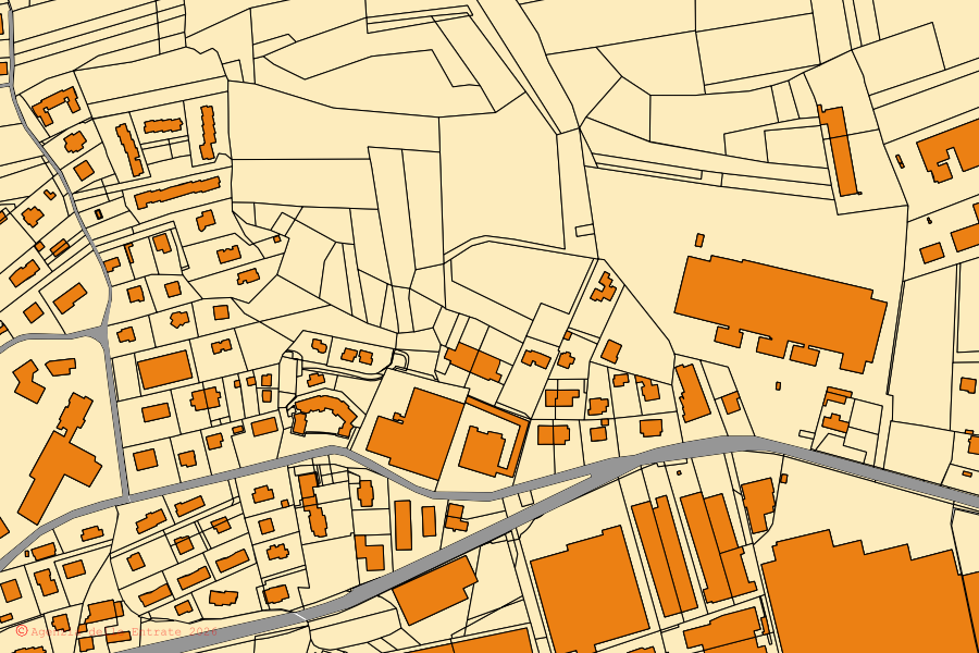 Mappa catastale del centro di Caselette: particelle e fabbricati, cartografia Agenzia delle Entrate