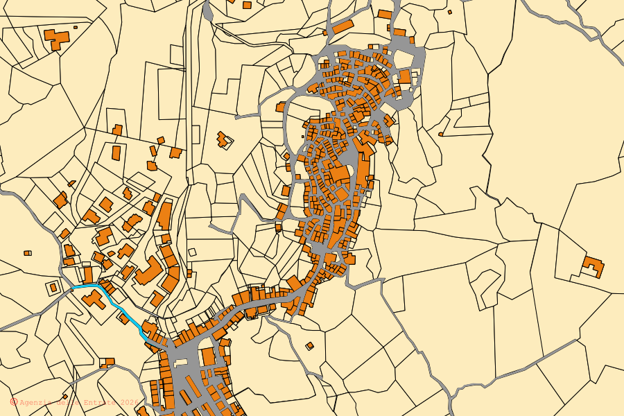 Mappa catastale del centro di Casignana: particelle e fabbricati, cartografia Agenzia delle Entrate