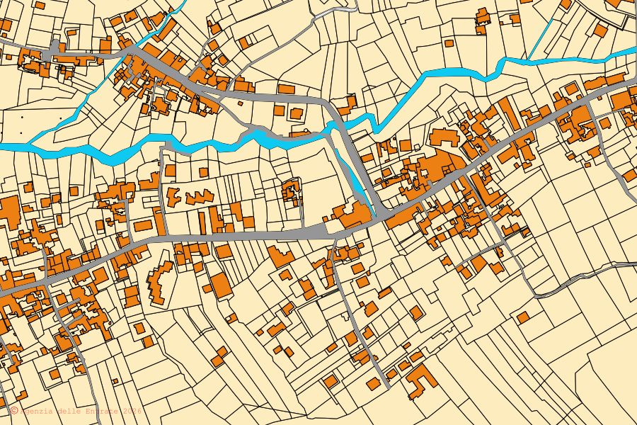 Mappa catastale del centro di Casola di Napoli: particelle e fabbricati, cartografia Agenzia delle Entrate