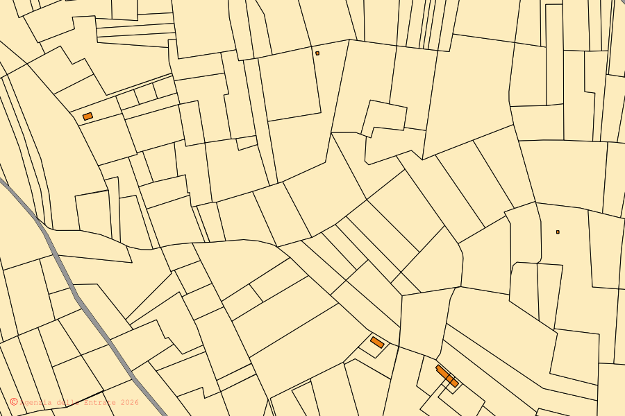 Mappa catastale del centro di Casorzo Monferrato: particelle e fabbricati, cartografia Agenzia delle Entrate