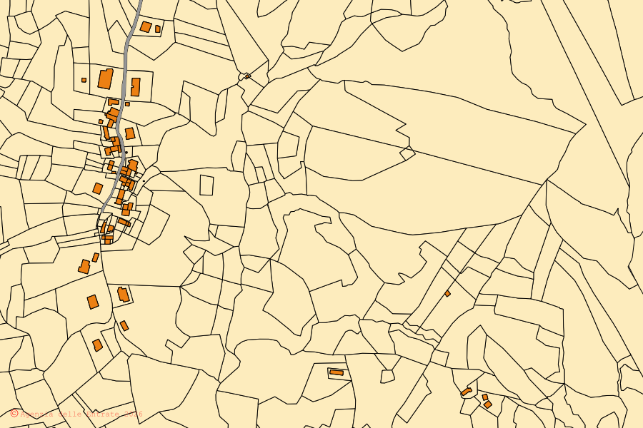 Mappa catastale del centro di Cassinelle: particelle e fabbricati, cartografia Agenzia delle Entrate
