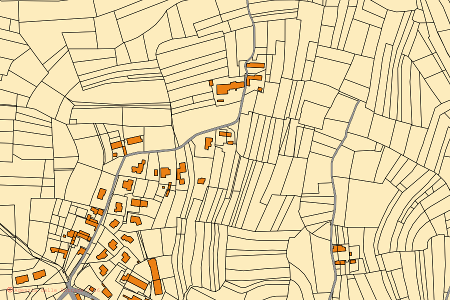 Mappa catastale del centro di Castagnito: particelle e fabbricati, cartografia Agenzia delle Entrate
