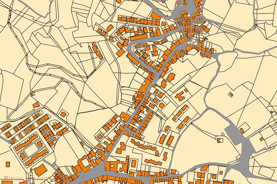 Mappa catastale del centro di Castel Baronia: particelle e fabbricati, cartografia Agenzia delle Entrate