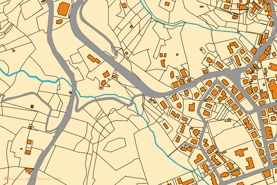 Mappa catastale del centro di Castel del Piano: particelle e fabbricati, cartografia Agenzia delle Entrate