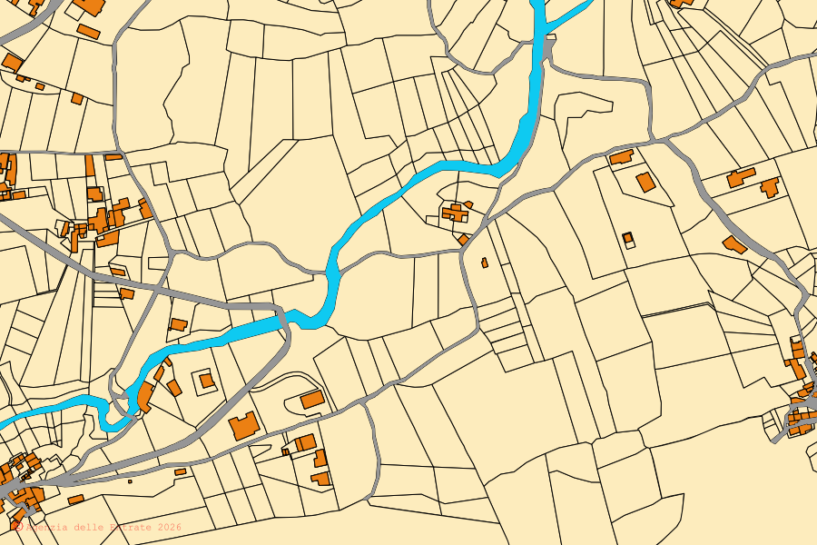 Mappa catastale del centro di Castel di Sasso: particelle e fabbricati, cartografia Agenzia delle Entrate