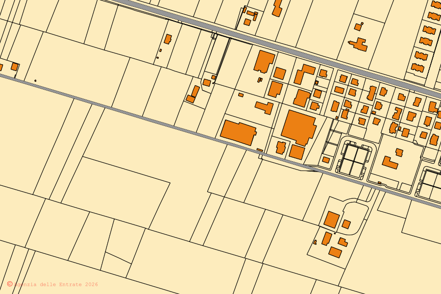 Mappa catastale del centro di Castel Guelfo di Bologna: particelle e fabbricati, cartografia Agenzia delle Entrate