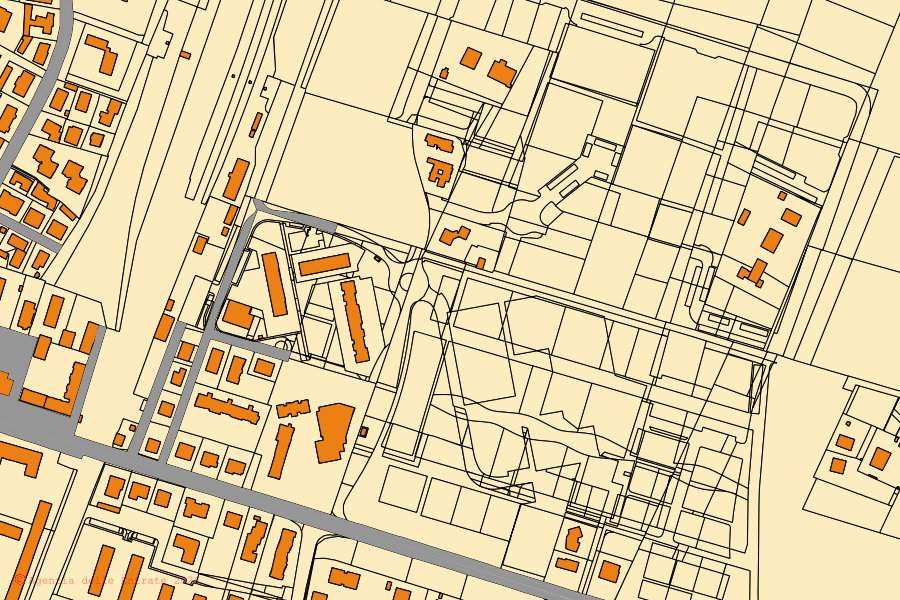 Mappa catastale del centro di Castel Maggiore: particelle e fabbricati, cartografia Agenzia delle Entrate