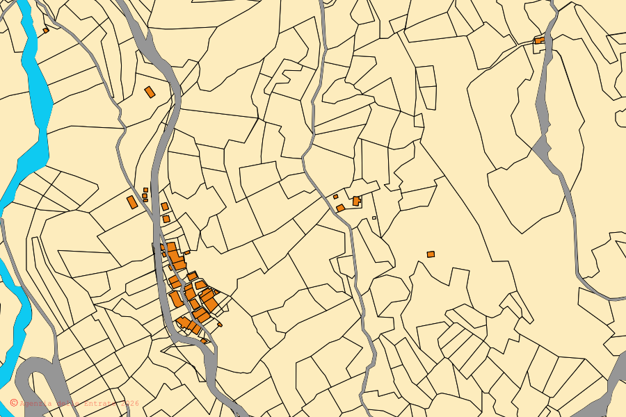 Mappa catastale del centro di Casteldelfino: particelle e fabbricati, cartografia Agenzia delle Entrate