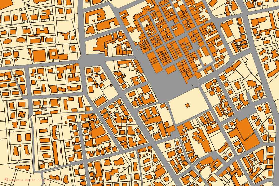 Mappa catastale del centro di Castelfranco di Sotto: particelle e fabbricati, cartografia Agenzia delle Entrate