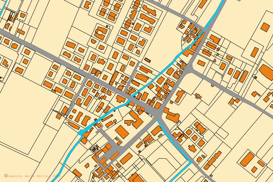 Mappa catastale del centro di Castelfranco Emilia: particelle e fabbricati, cartografia Agenzia delle Entrate