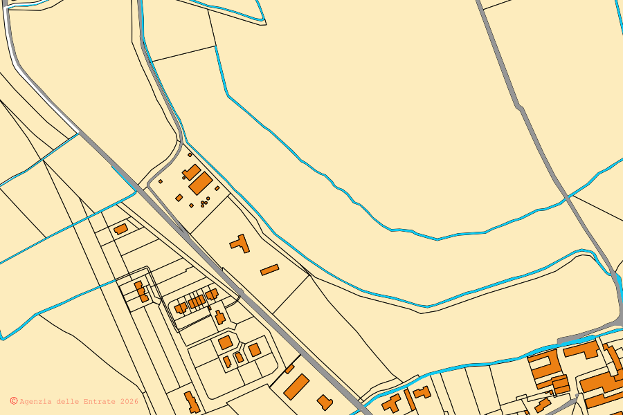 Mappa catastale del centro di Castelgerundo: particelle e fabbricati, cartografia Agenzia delle Entrate