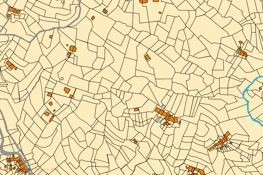Mappa catastale del centro di Castellamonte: particelle e fabbricati, cartografia Agenzia delle Entrate