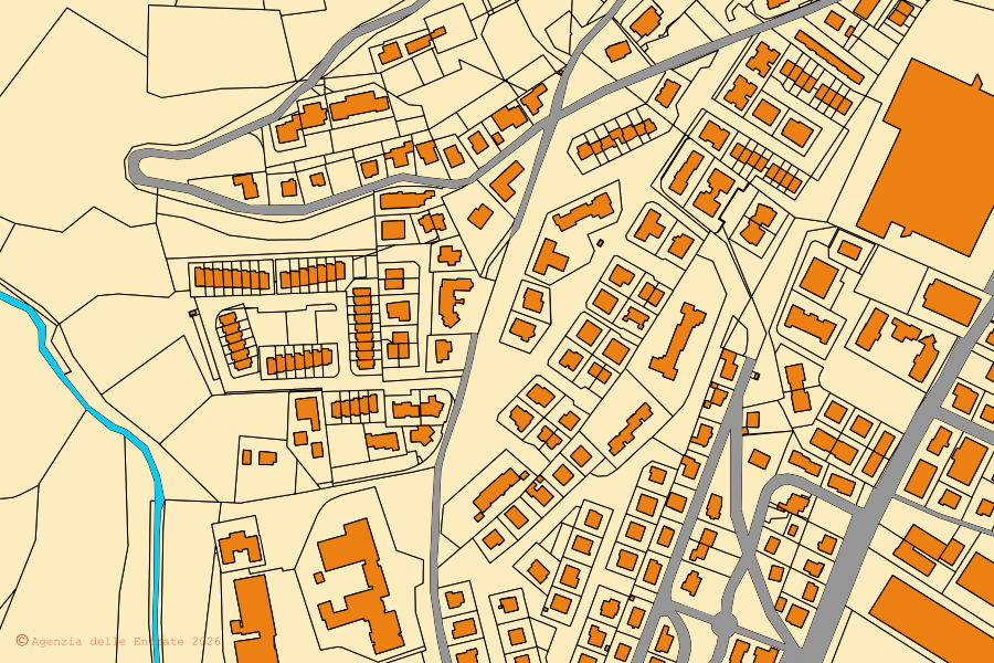 Mappa catastale del centro di Castellarano: particelle e fabbricati, cartografia Agenzia delle Entrate
