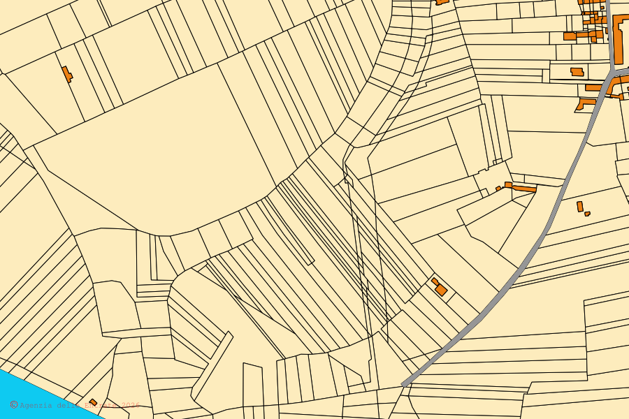 Mappa catastale del centro di Castellazzo Bormida: particelle e fabbricati, cartografia Agenzia delle Entrate