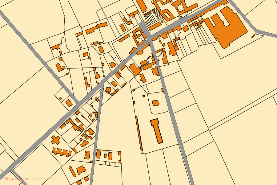Mappa catastale del centro di Castellazzo Novarese: particelle e fabbricati, cartografia Agenzia delle Entrate