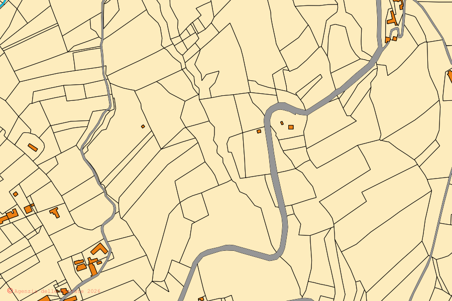 Mappa catastale del centro di Castelletto d'Erro: particelle e fabbricati, cartografia Agenzia delle Entrate
