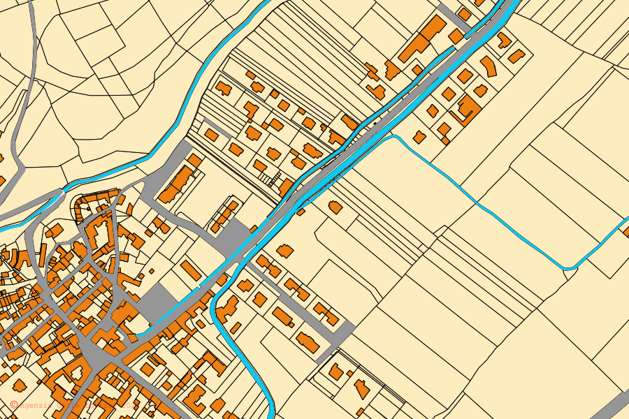 Mappa catastale del centro di Castelletto Stura: particelle e fabbricati, cartografia Agenzia delle Entrate