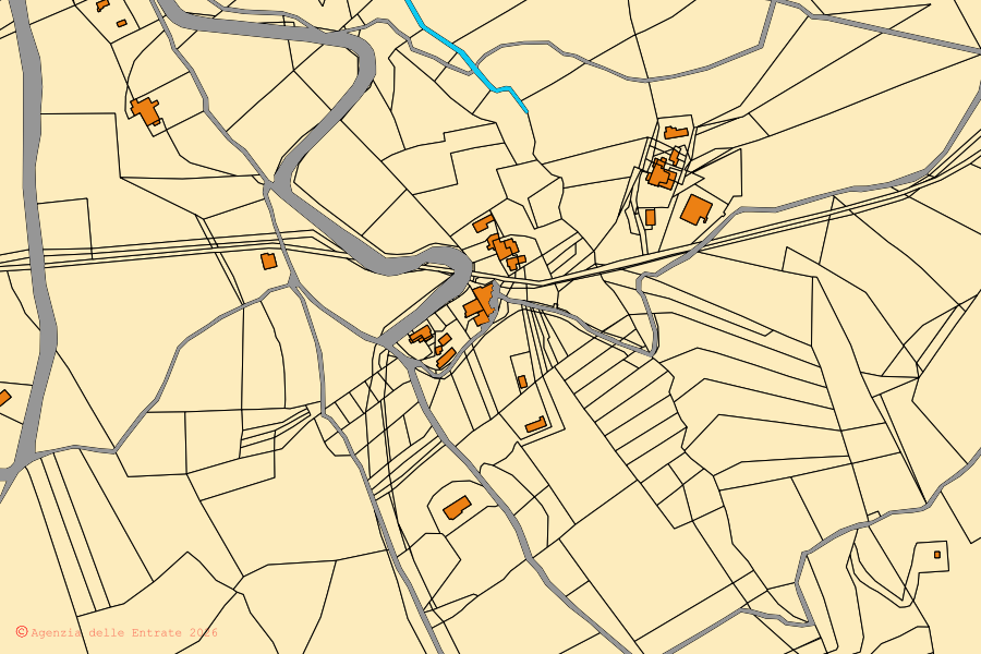 Mappa catastale del centro di Castelli: particelle e fabbricati, cartografia Agenzia delle Entrate