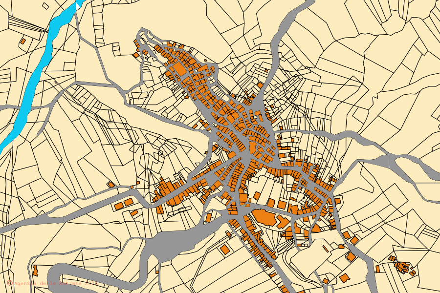 Mappa catastale del centro di Castellino del Biferno: particelle e fabbricati, cartografia Agenzia delle Entrate