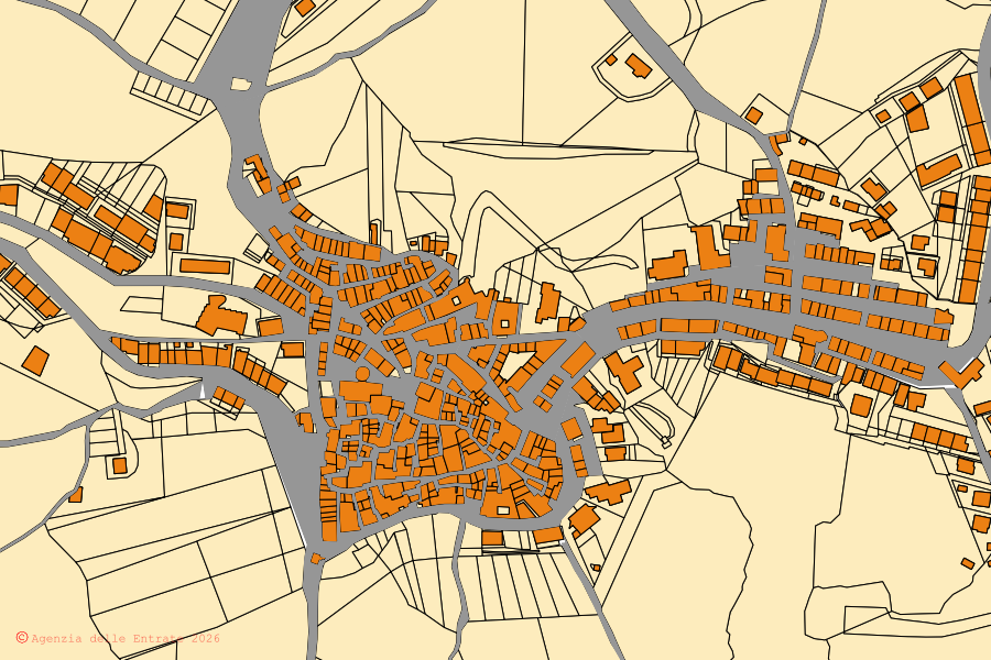 Mappa catastale del centro di Castelluccio Valmaggiore: particelle e fabbricati, cartografia Agenzia delle Entrate