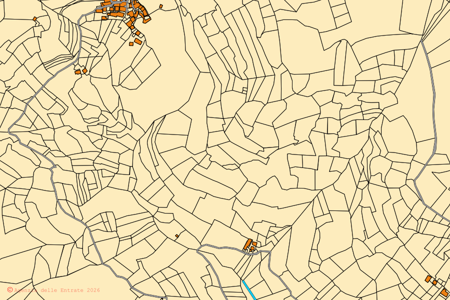 Mappa catastale del centro di Castelmagno: particelle e fabbricati, cartografia Agenzia delle Entrate